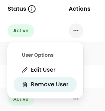 Remove User confirmation dialog