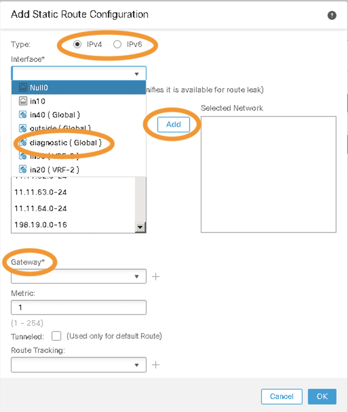 **Figure 10:** Static route configuration