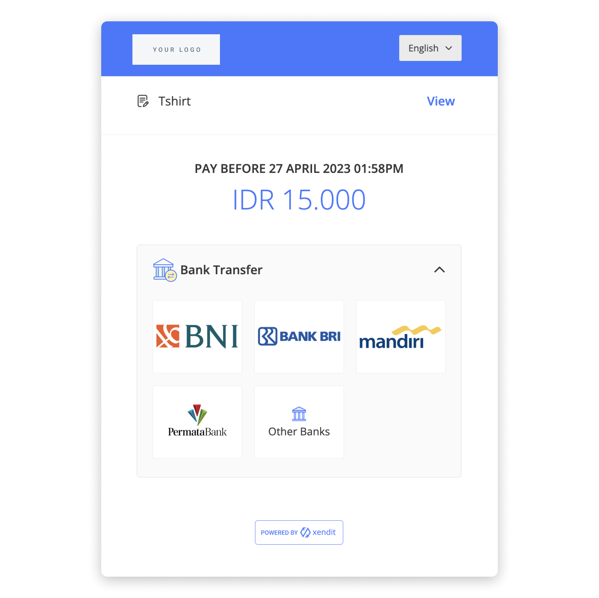 Payers select their bank, and payment instructions will be displayed.