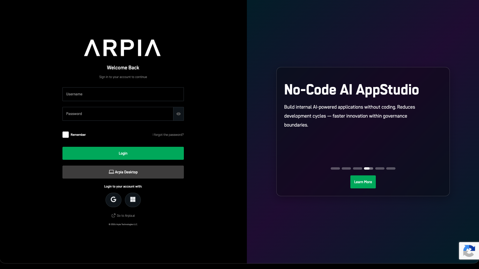 ARPIA Login Page