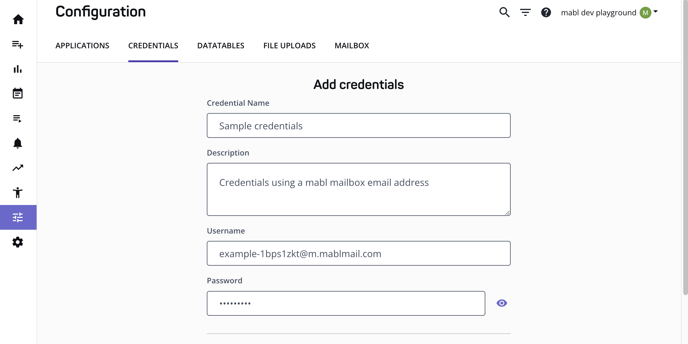 Creating mabl credentials