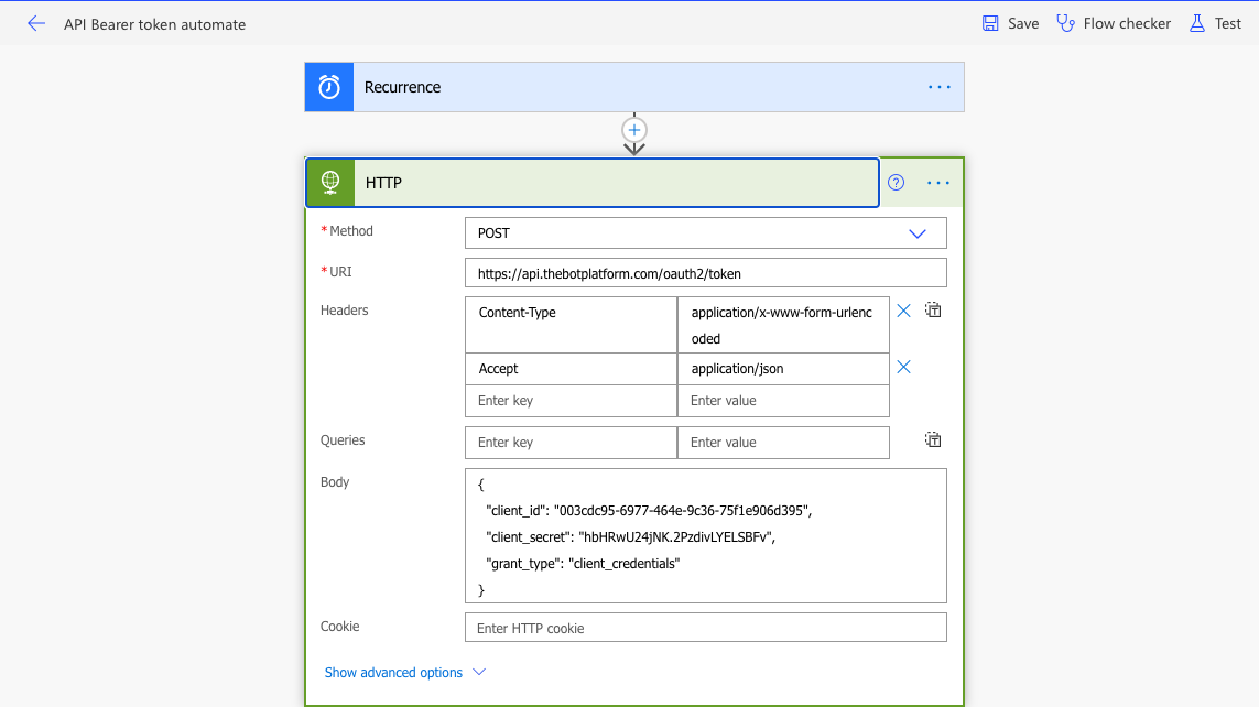 How to use a Bearer Token in the default HTTP acti - Power