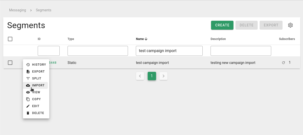 Import Segments Actions