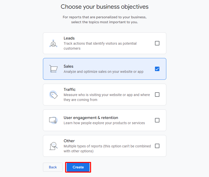 Choose your business objectives