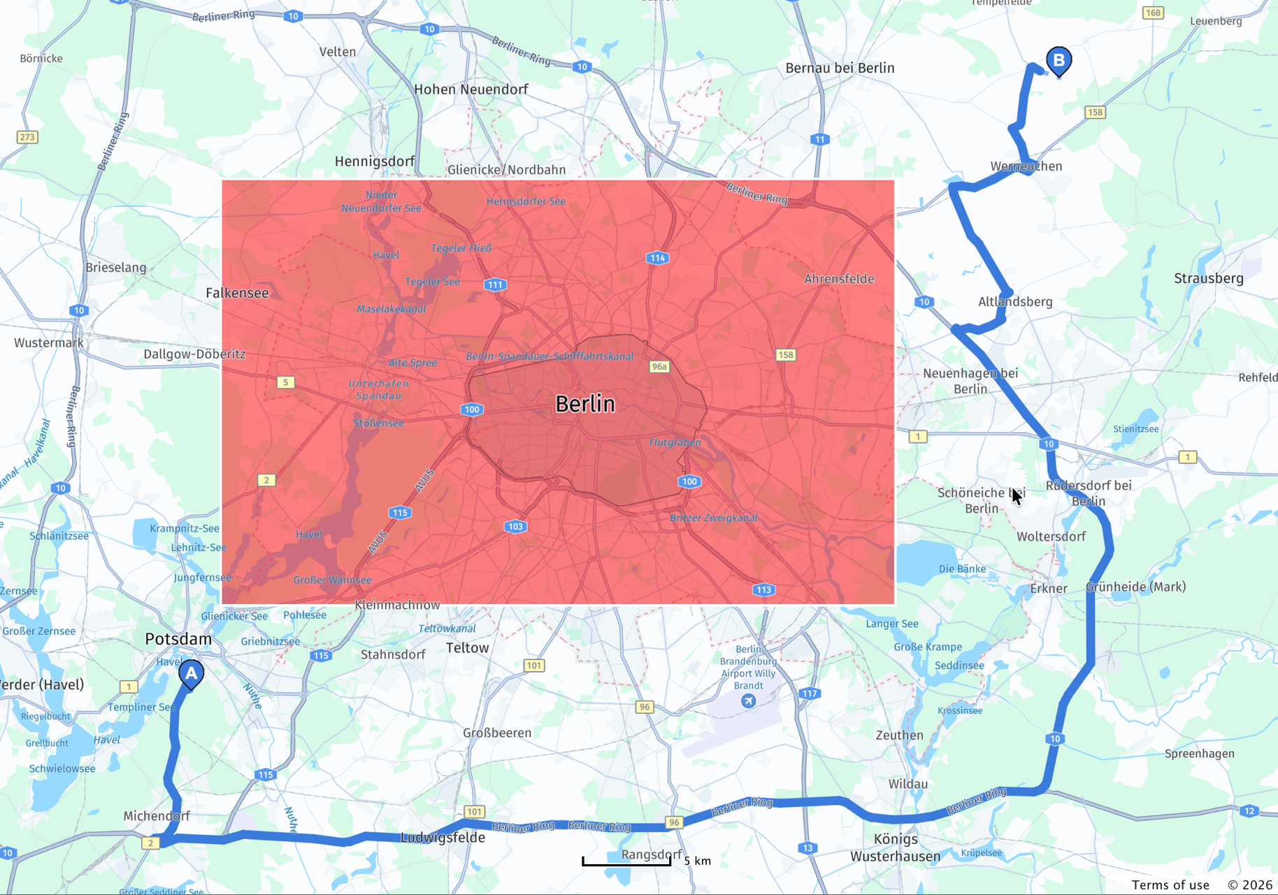 Single area excluded from routing