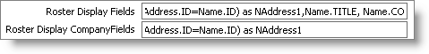 Configure the fields displayed for member and company roster listings in the Customer Setup - Advanced window.