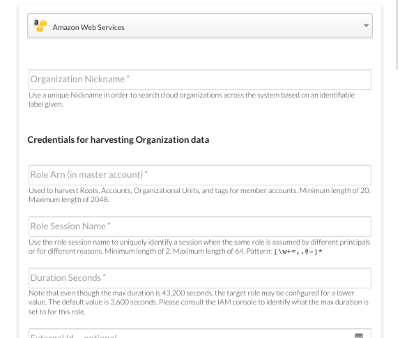 aws-org-creds.png AWS Credential Required for Harvesting Organizational Data