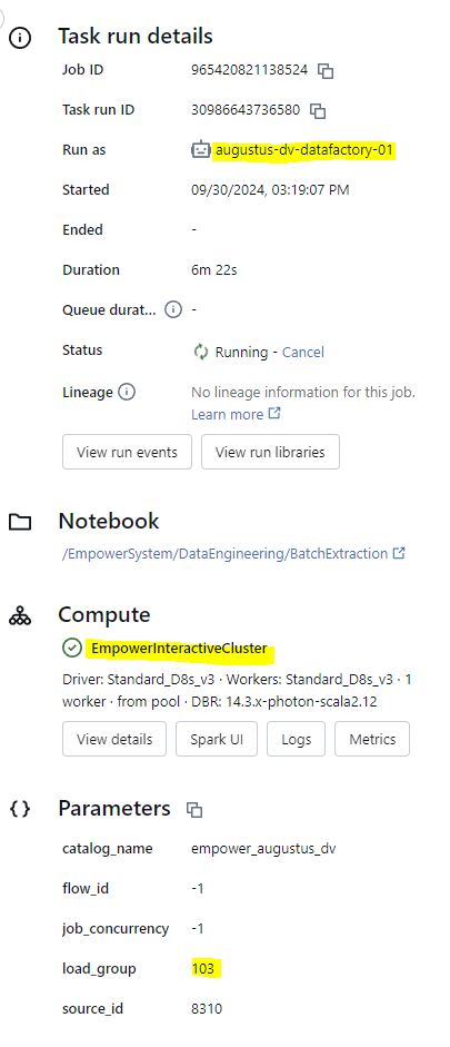 Notebook activity run parameters 