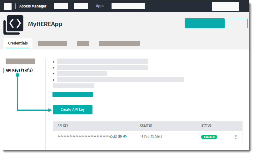 Generating API keys for an app