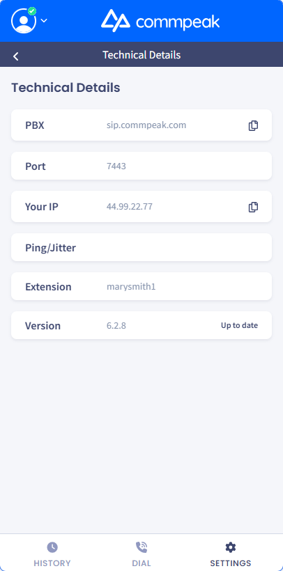 Screenshot of the Technical Details section