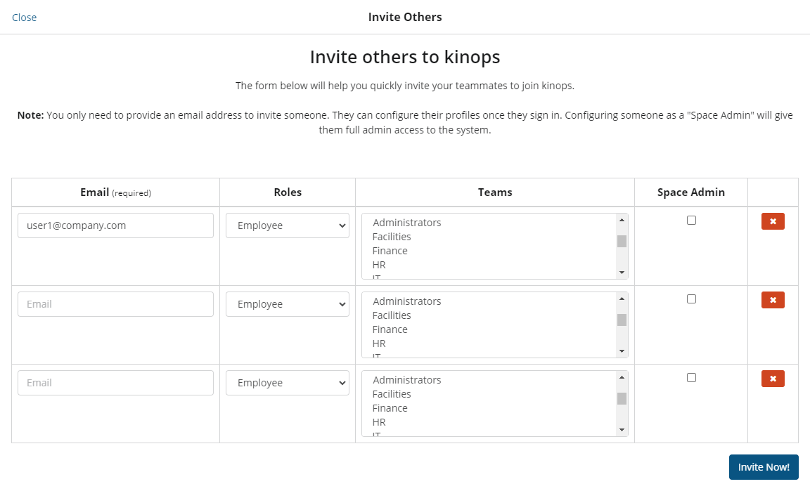 The options available when inviting others from a Service Portal solution