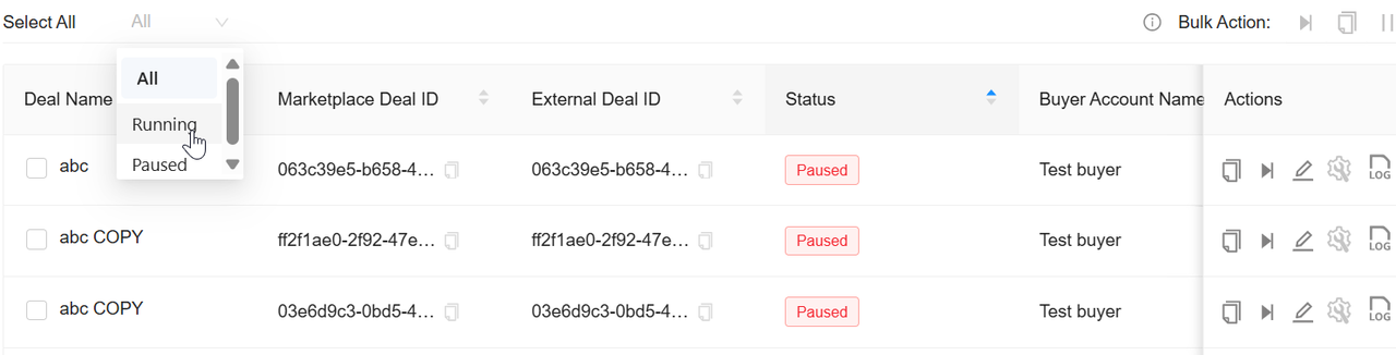**Filter your deal by Running**