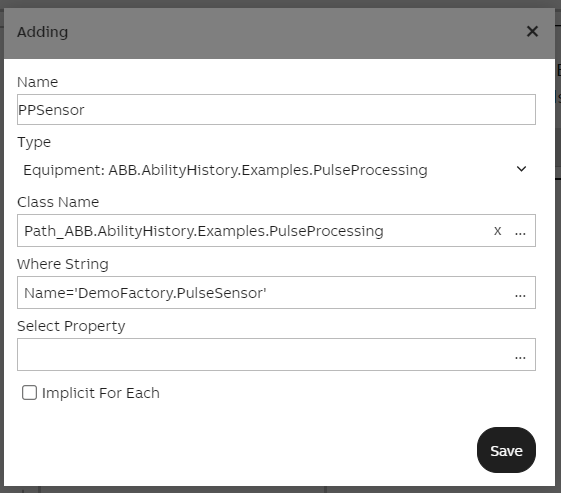 Pulse Processing Example data mapping settings