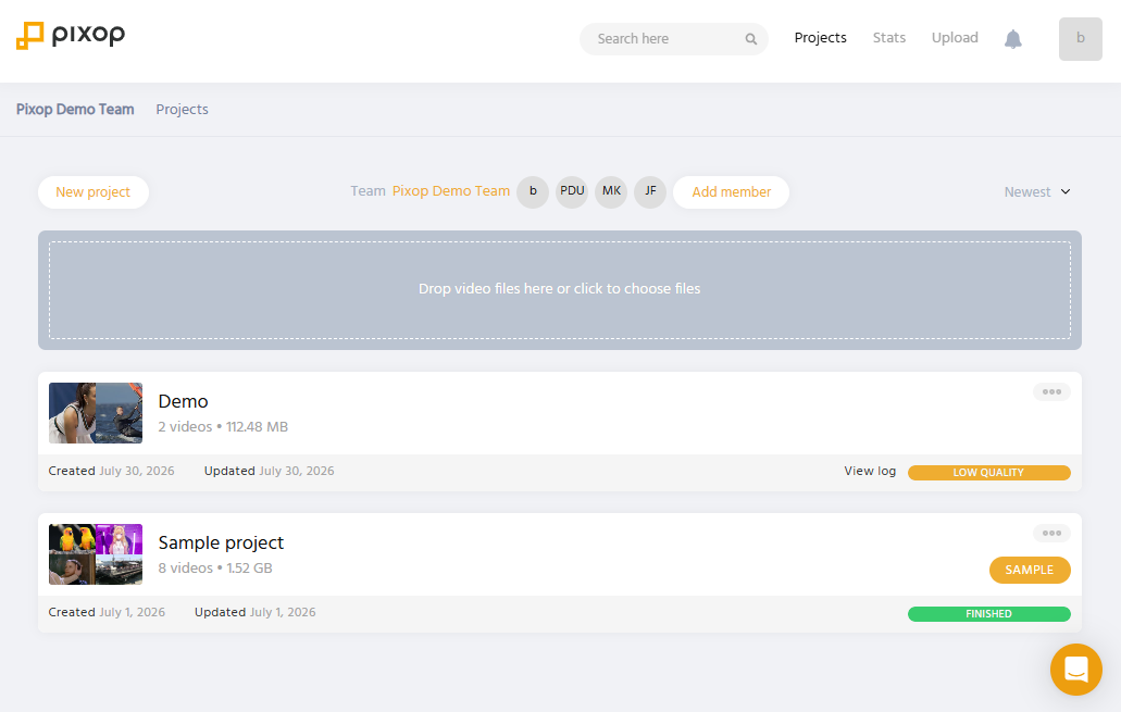 Pixop Studio projects