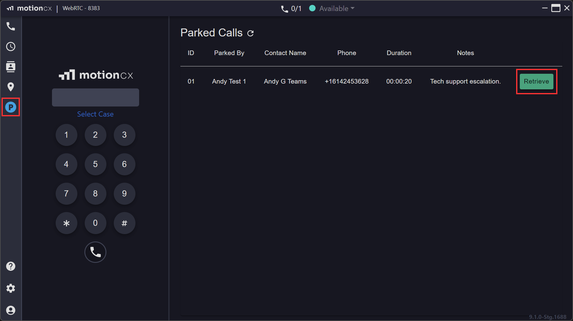 Retrieving A Parked Call