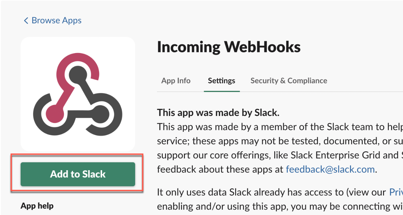 slack add webhook