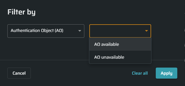 Authentication Object Filtering