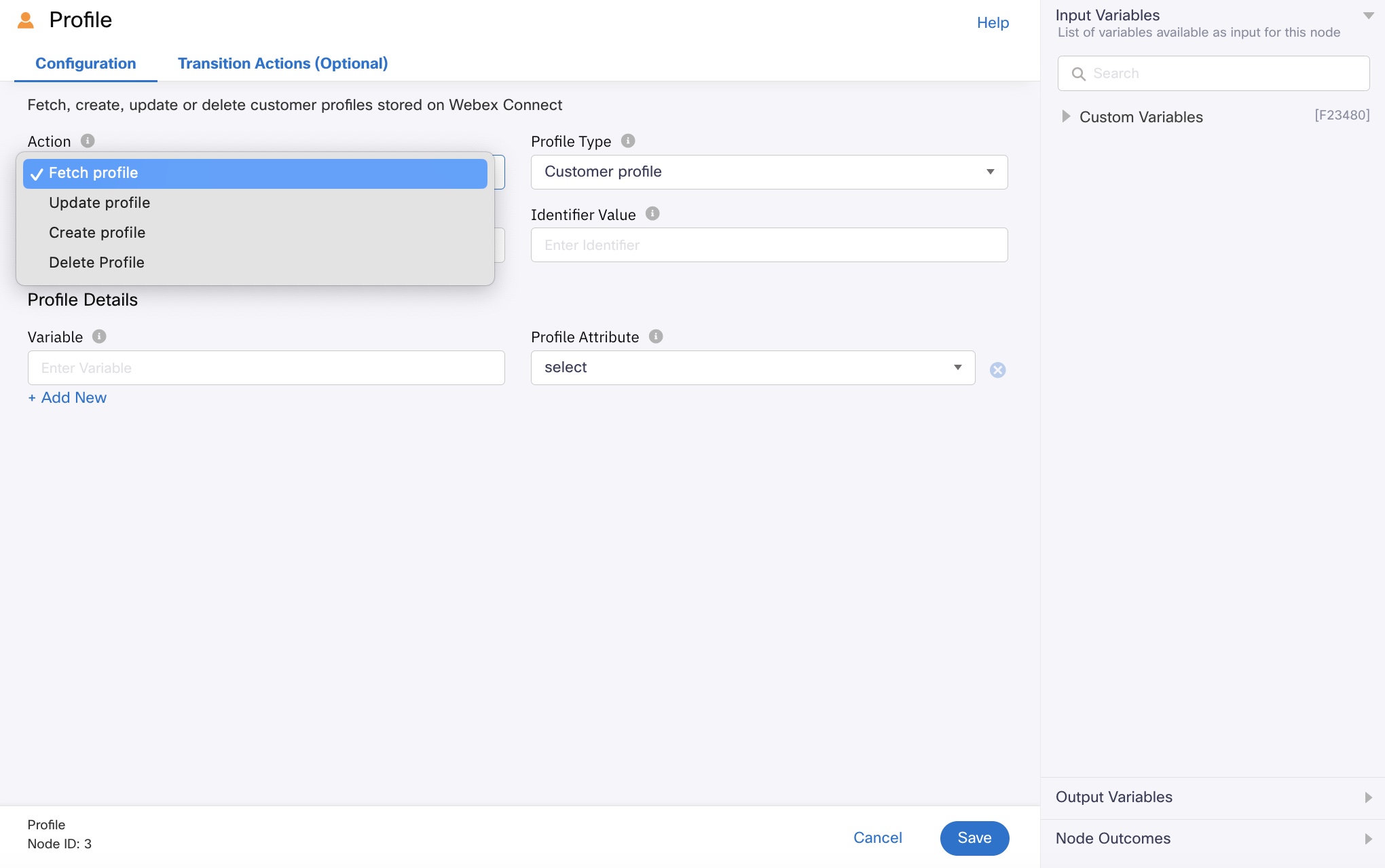 Configuring a Profile Node 