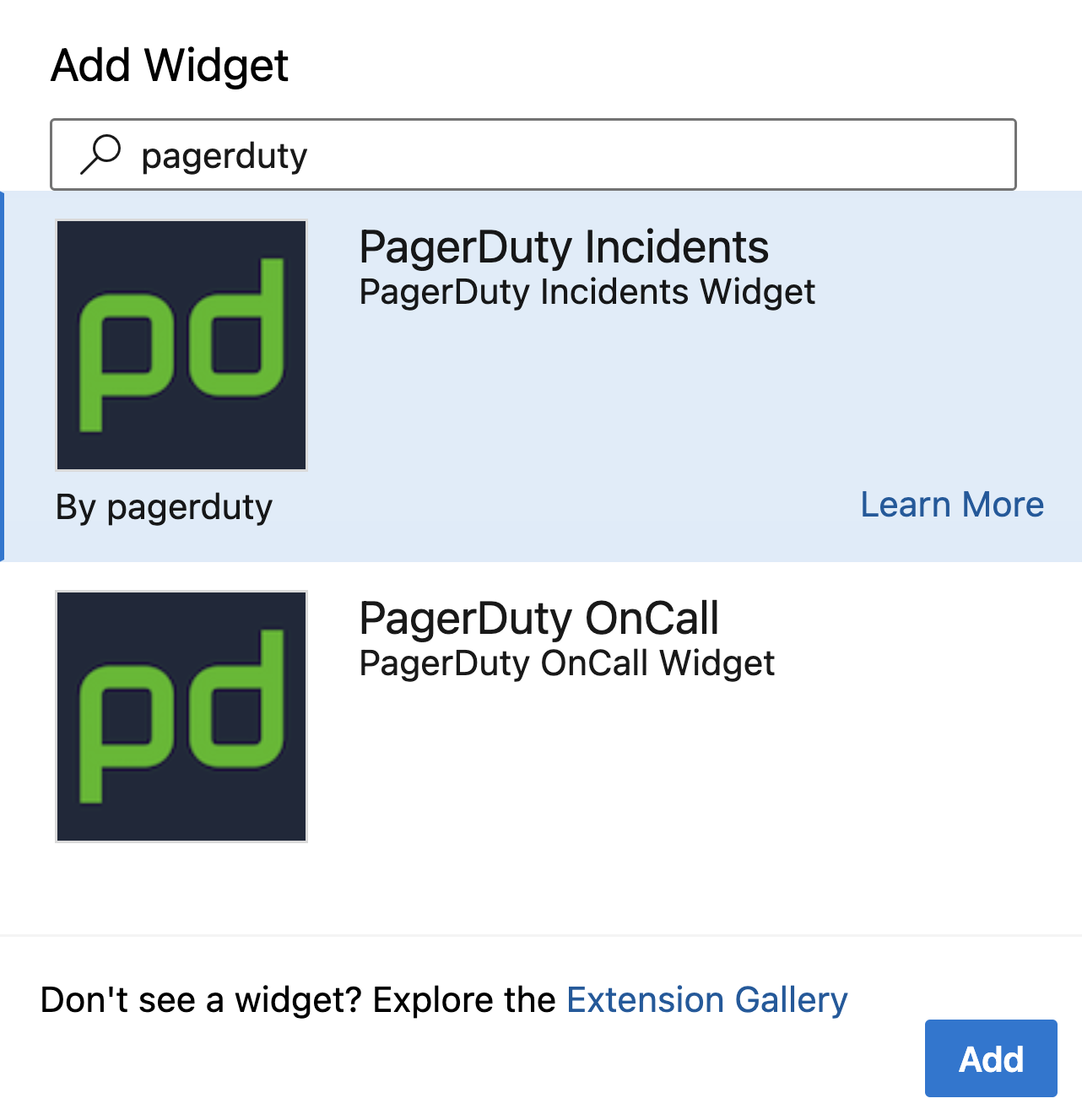 PagerDuty widgets