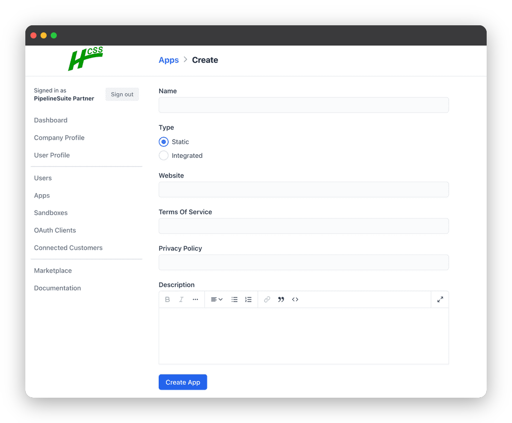 New App Page