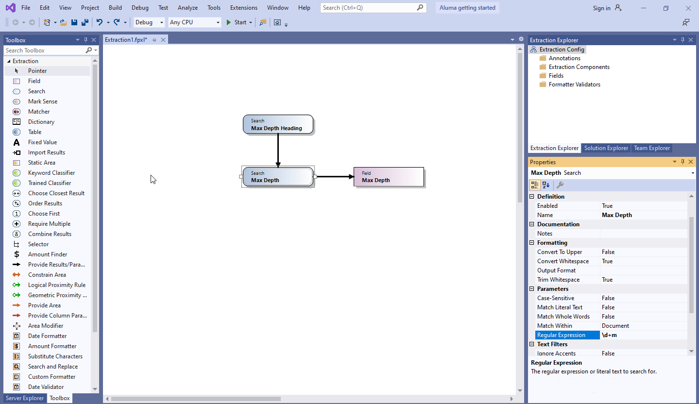 Extraction Builder in Visual Studio 2019 (click to enlarge)