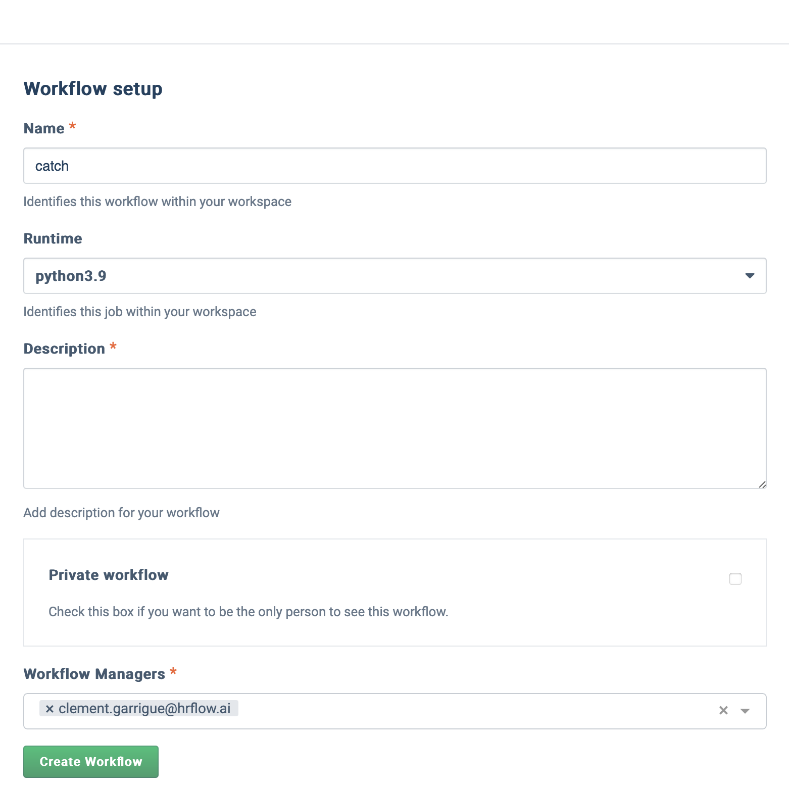 Workflow configuration