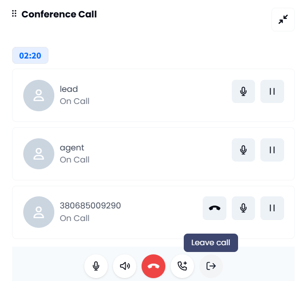 Screenshot with a conference call