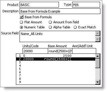 Special Pricing window with Numeric Table selected
