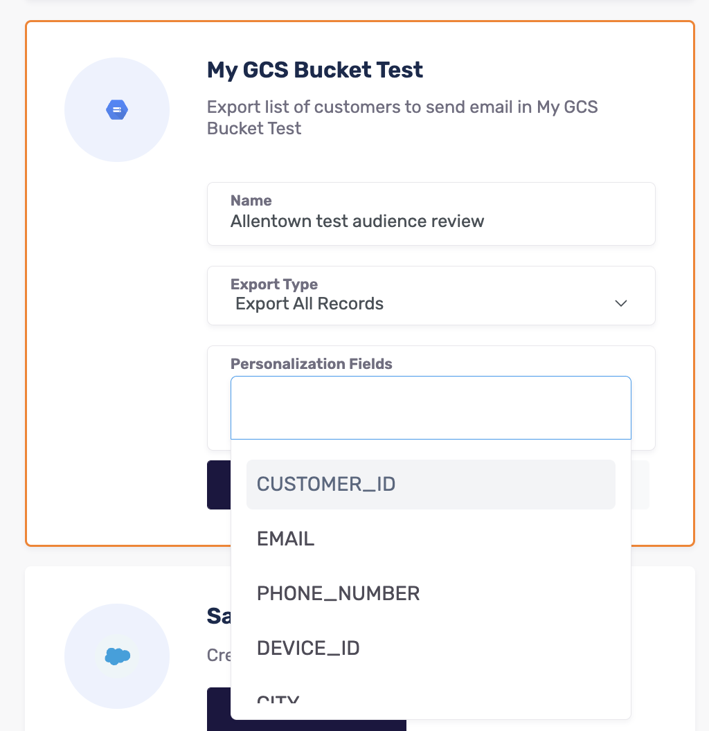 GCS Destination Export