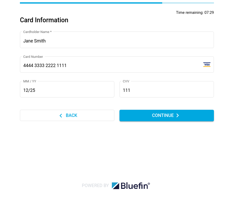 Checkout Component: Card Information