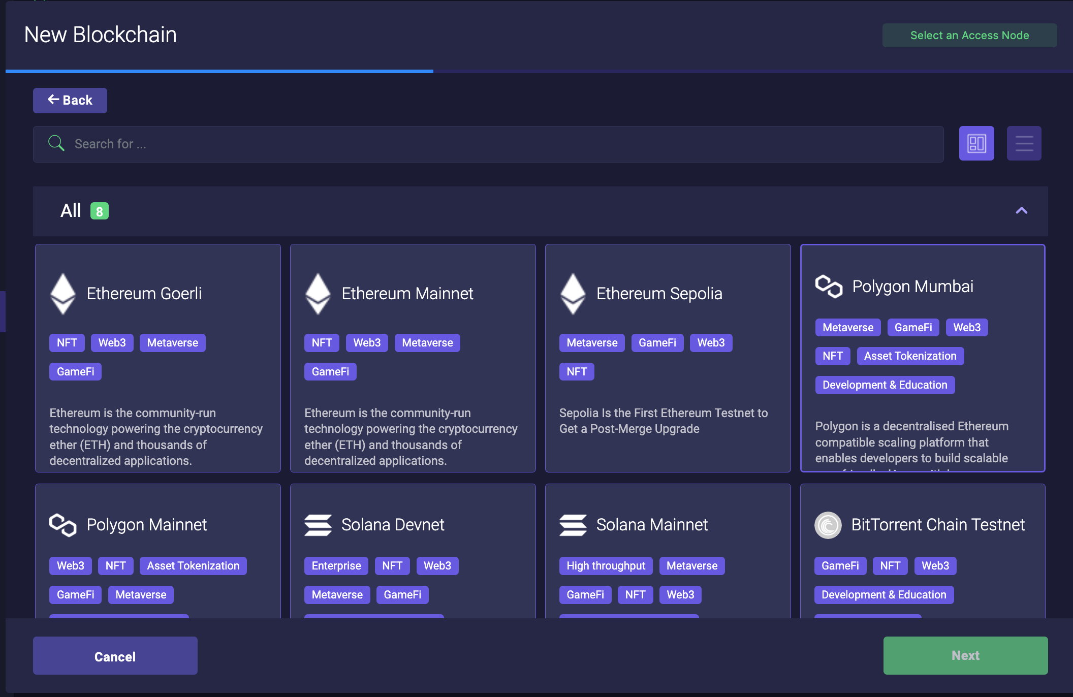 Example of list of Access Nodes you can create