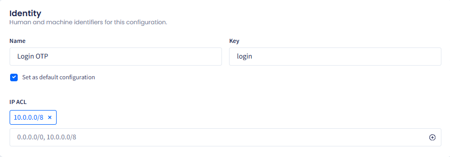 Screenshot of the Identity section