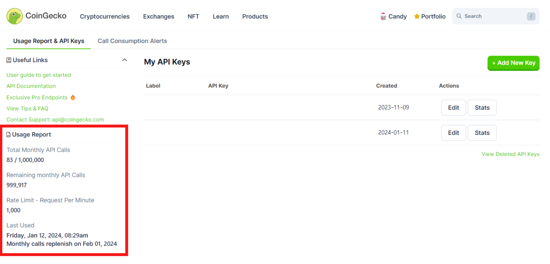 API Usage Report