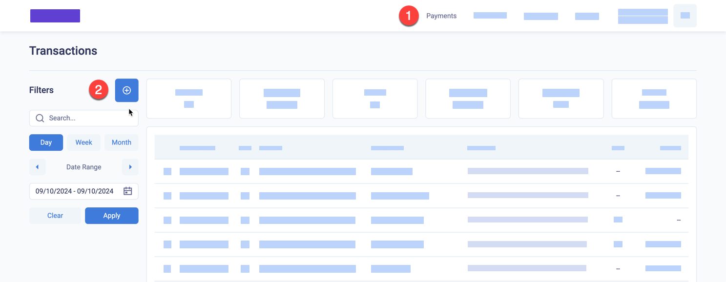 Display transactions and open the advanced filters