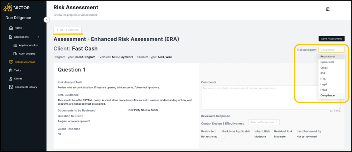 Figure 18. Risk category selection