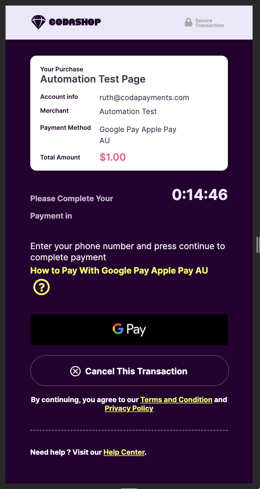 2\. The user clicks on the payment button and proceeds with the payment\_