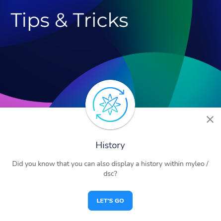 Open the new tips & tricks guide for presenting the history in the myleo / dsc