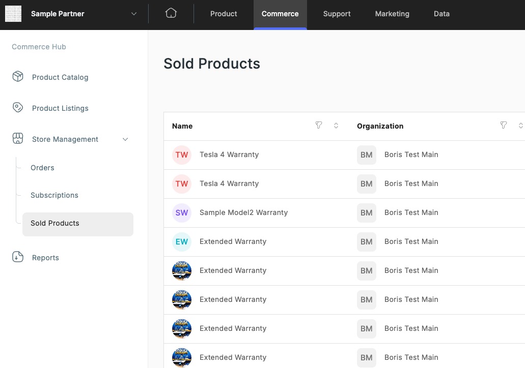 Sold Products