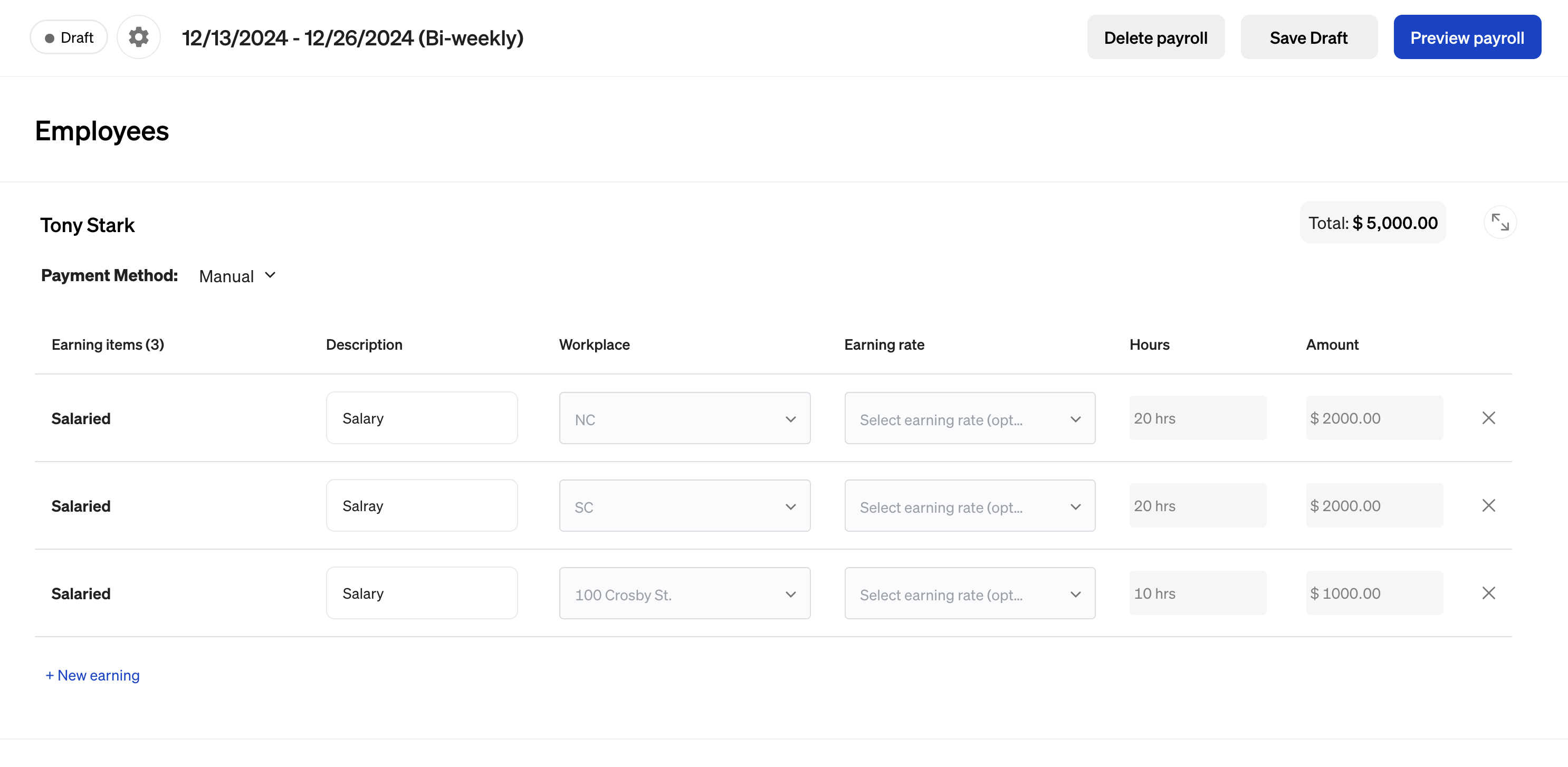 A screenshot of the [Run Payroll](ref:run-payroll) Component in action.