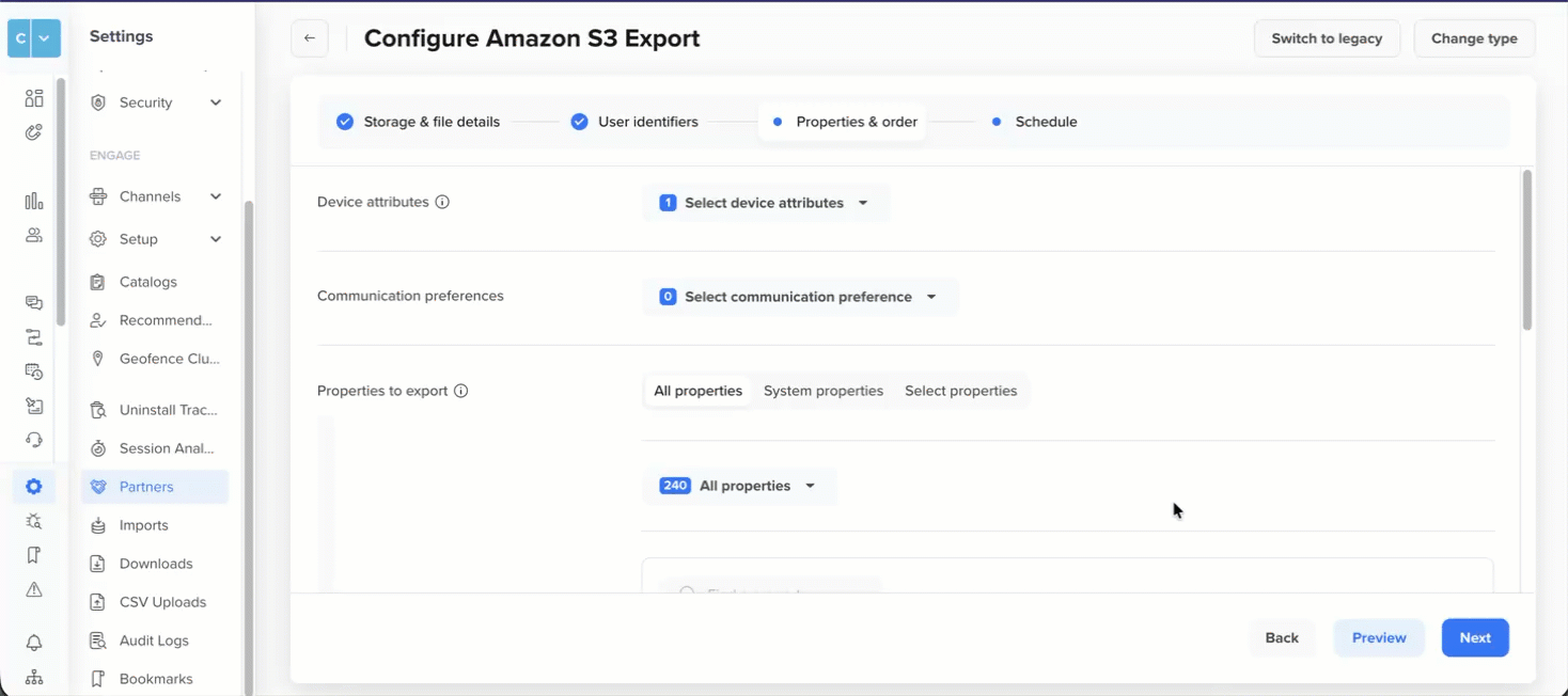 Export Communication Preferences