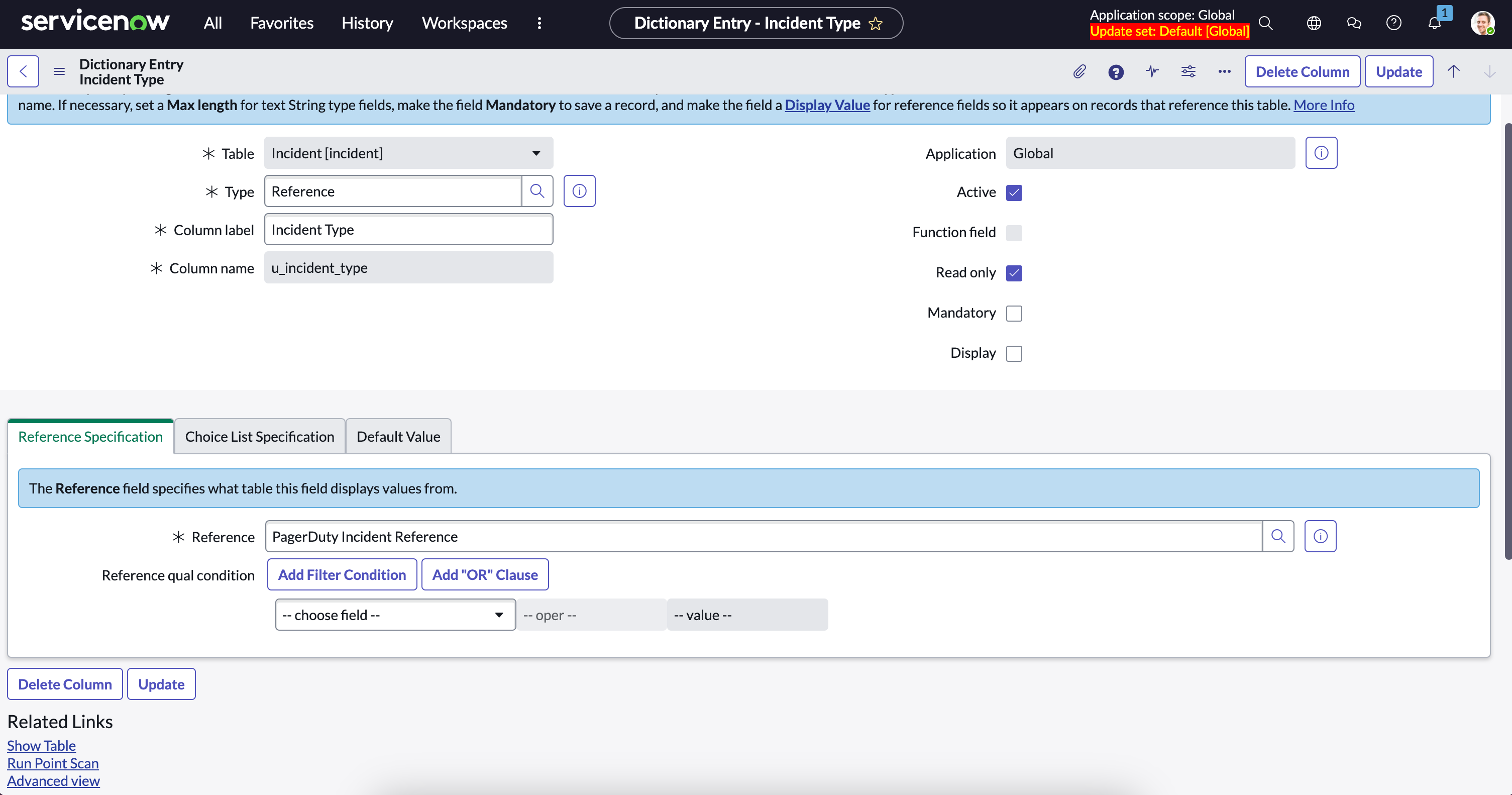 New Incident Type column