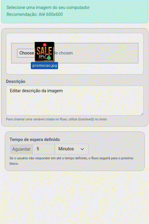 nesse exemplo: configuramos o envio ilustrativo de uma promoção
