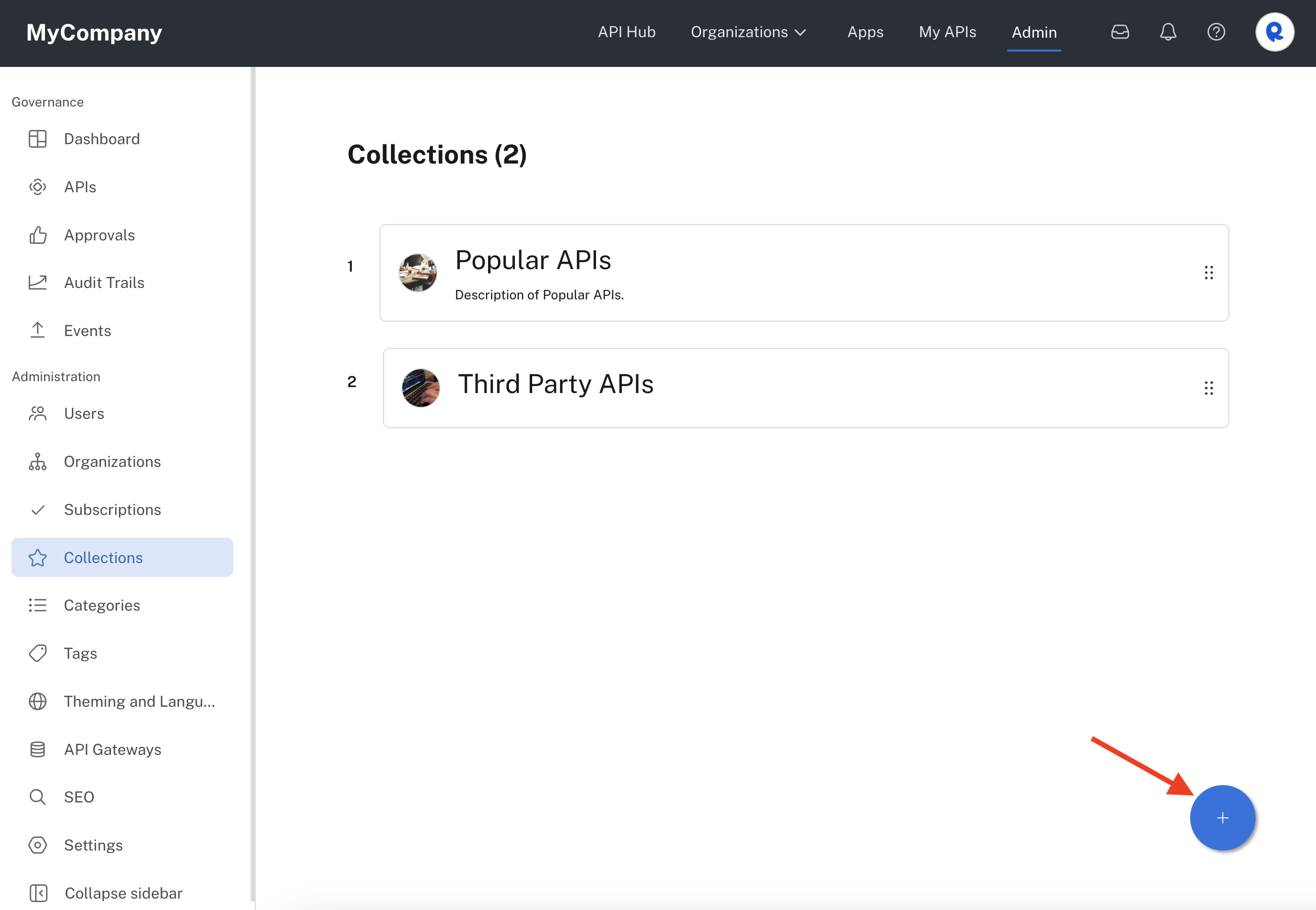 Admin Panel Collections tab.