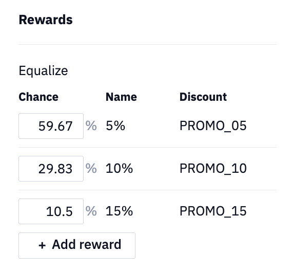 Fractional win chances in the reward pool