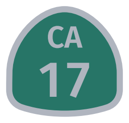 A road shield icon for a highway in California, USA