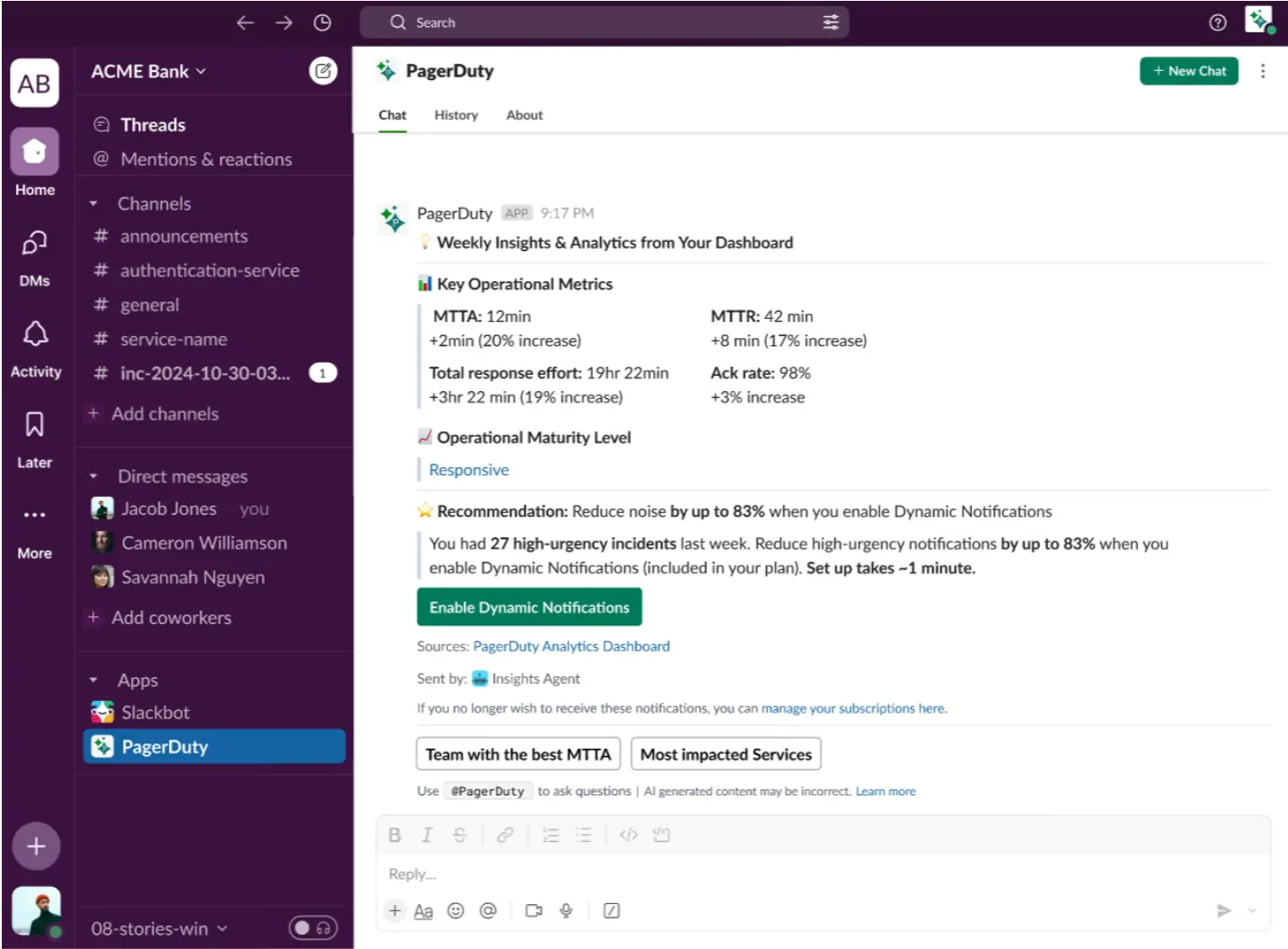 Proactive recommendation example