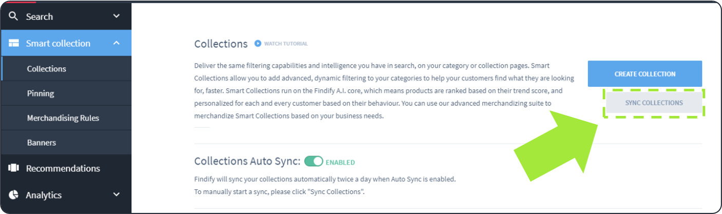 Manual sync available in Maropost and Jetshop to sync collections beyond the scheduled syncs.