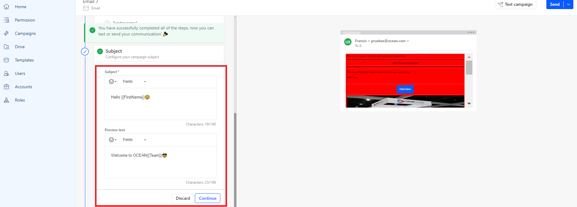 Email sender configuration