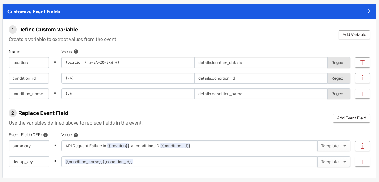 Customize event fields