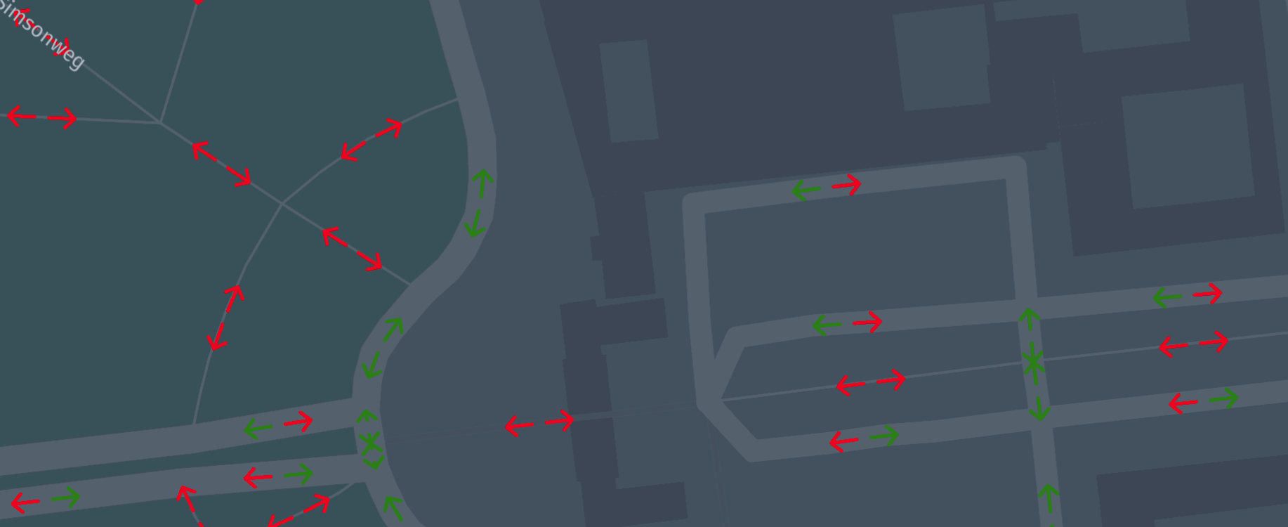 Road acces with arrows